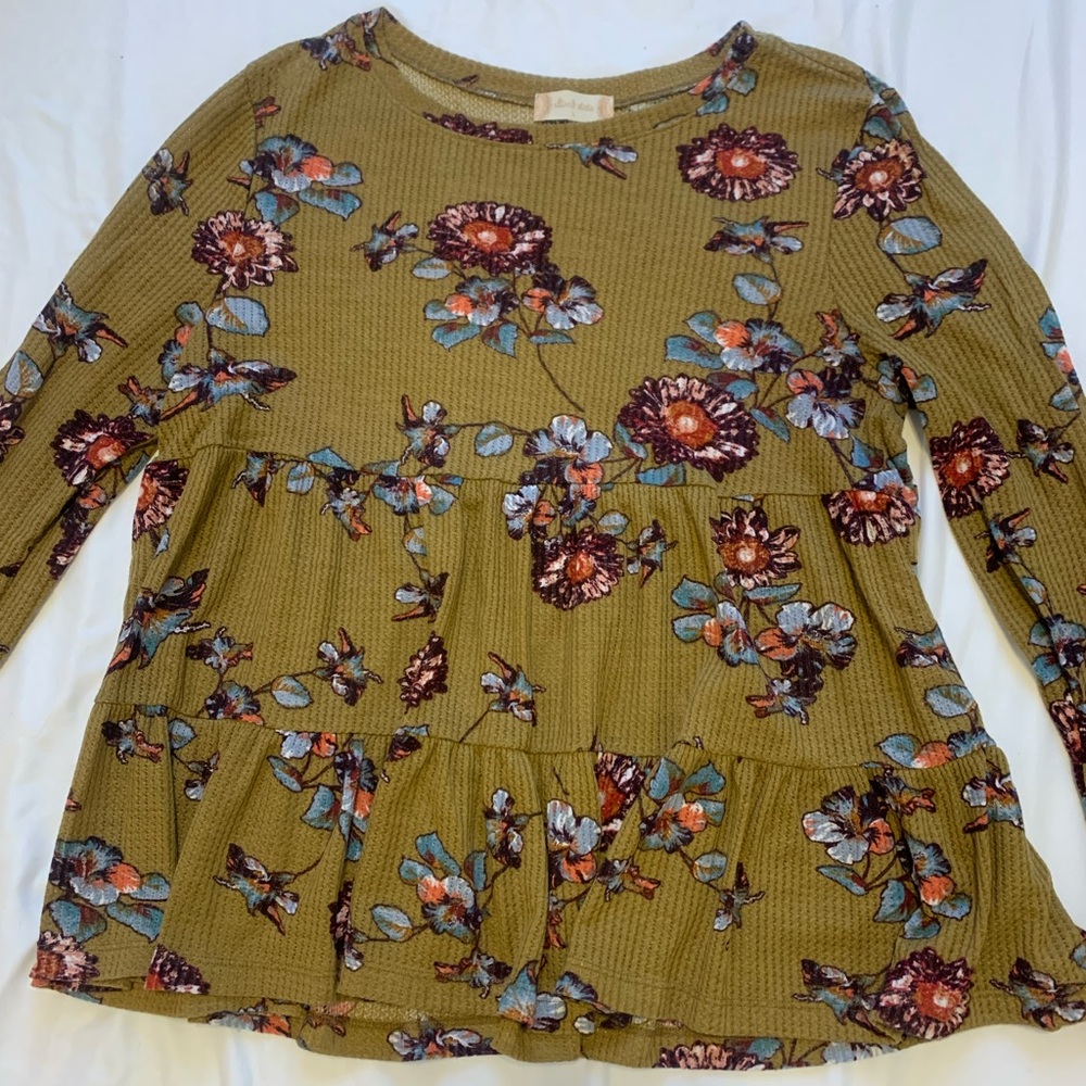 Altar’d State olive green floral long sleeve